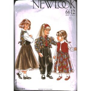 New Look 6612 Sewing Pattern Girls Jacket Vest Skirt Trousers Age 4-7 Vintage
